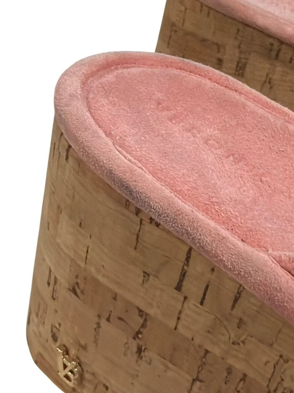 Veronica Beard Pink Suede Cork Wedge Geno Thong Sandals Size 7.5